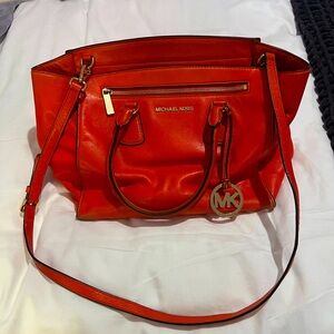 Genuine Leather Michael Kors Sophie Messenger Bag in Mandarine Orange